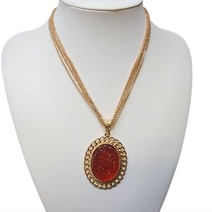 Erica Lyons Orange & Gold 5 Strand Necklace - NWT‎